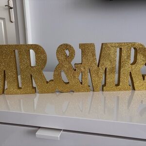 Gold Glitter 'Mr & Mr' Sign